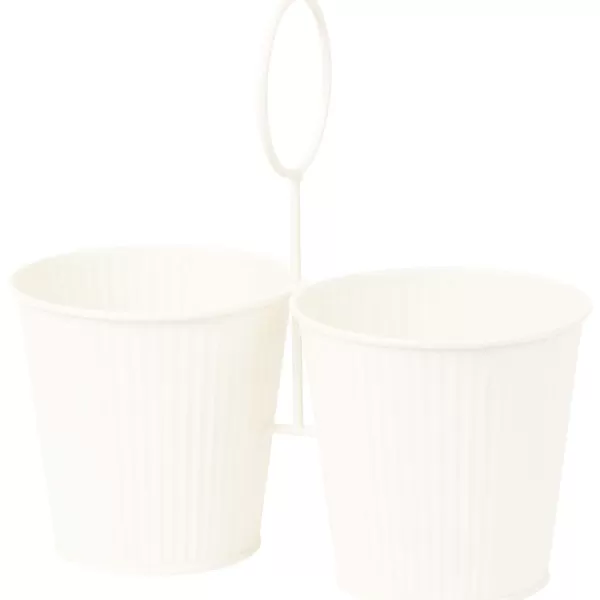 Merk Home Accents Duo Bloempot In Houder Zwart,Groen,Wit Flash Sale