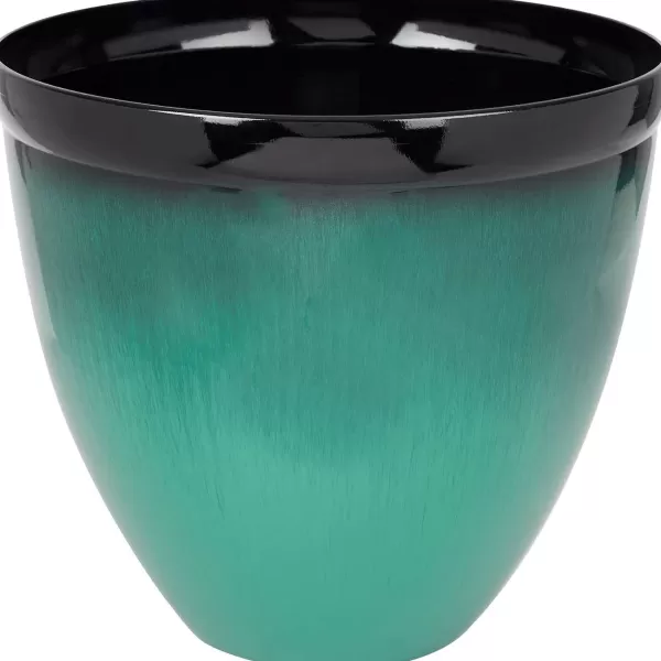 Merk Kunststof Bloempot Met Glazuurlook Blauw,Groen Flash Sale