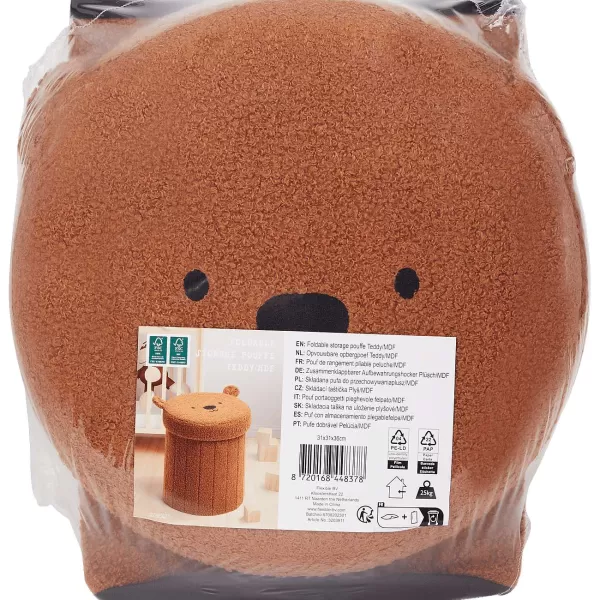 Merk Opvouwbare Opbergpoef Teddy Bruin,Grijs,Wit Store